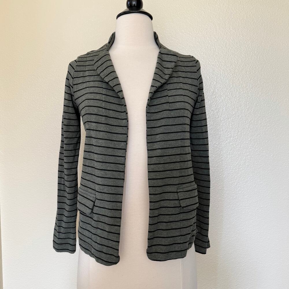 Anthropologie Dolan Striped Stretch Open Blazer gray black